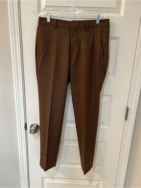 Bonobos Slim Fit Wool Blend Brown  Houndstooth Dress Pants Men’s 31x29 Hemmed
